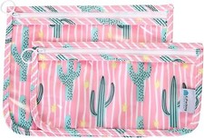 EzPacking Clear Zipper Pouches Set of 2 / Transparent Reusable PVC Cactus