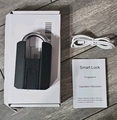 Heavy Duty Waterproof Smart Bluetooth Fingerprint Padlock Locker Lock W/ 2 Keys