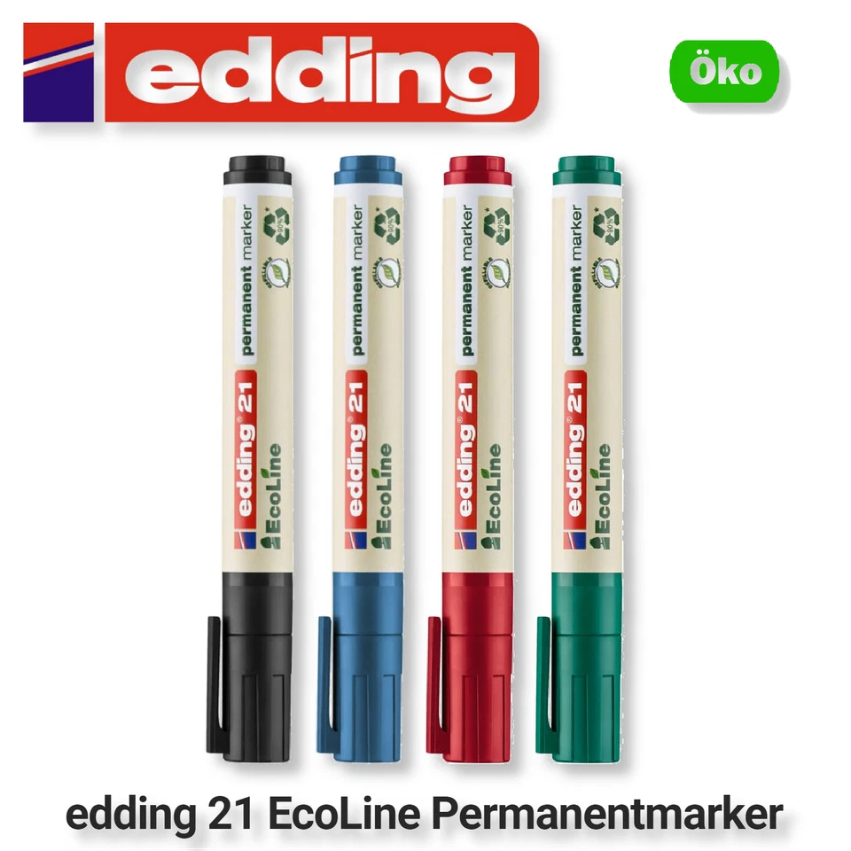 Edding 21 Permanent Marker ECO EcoLine Stift wasserfest schwarz blau rot grün