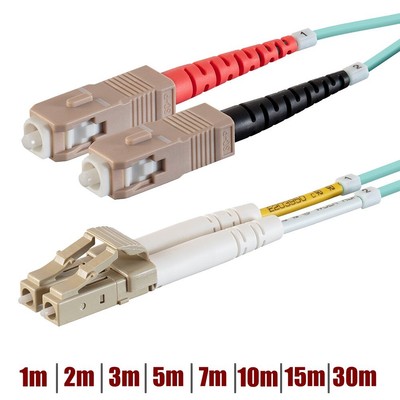 1-30M LC UPC to SC UPC Fiber Optic 50/125 Duplex Multi Mode Optical Patch Cable
