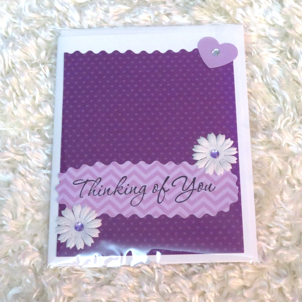 Set of 4 Handmade assorted THINKING OF YOU folded cards, 5.5"X4.25" and 5"X7" - Image 3 of 4