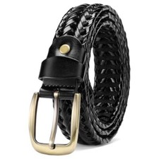 Leather Braided Belts for Men, 1 3/8" Casual Woven Leather Belt for Men Jeans
