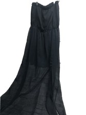 Swank Womens Halter Dress SIze Large Sheer Black Long Maxi Dress