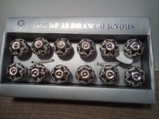Casa Decor Handmade Ceramic Drawer Cabinet Pulls Knobs Set Of 12 New In Box