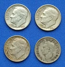 Lot Of 4 Silver Dimes U.S. (1950, 1962, 1964) & Canda (1950)