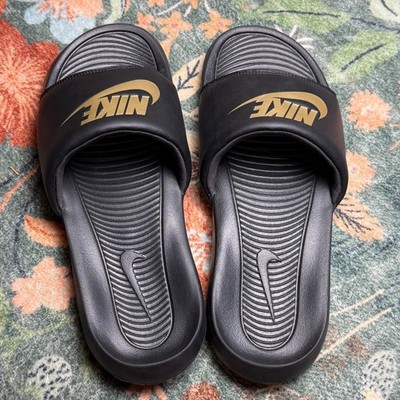 Nike Victori One Mens Slides Black Metallic Gold Sandals CN9675