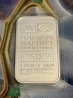 Johnson Matthey 1 TROY OZ 999+ Fine Silver Bar Factory Sealed in Assay B603162
