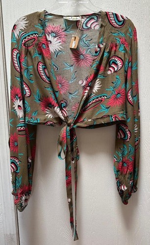 Loco Lindo California Sombrero Tie Top Blouse LARGE or XL 1940's Theater NWT