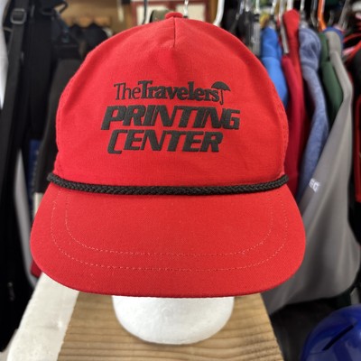 Vintage PGA Travelers Snap Back Golf Hat Red