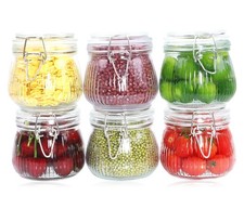 Glass Jar With Airtight Lid 16 Oz-6set Thicken Sealed Food Storage Canister W...