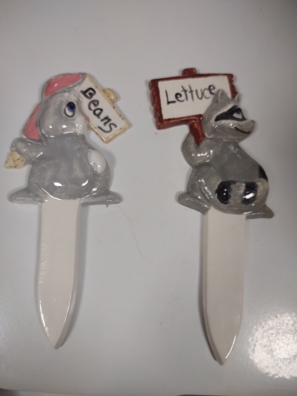 Set of 4 Ceramic Garden Stakes / Plant Markers