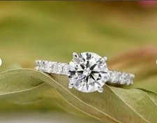 1.40 Ct Round Shape Lab-Created Diamond Engagement Ring 14K White Gold Over