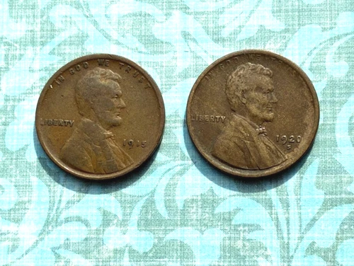 COOL LOT of early 1915 "P" & 1920 "San Fran" Mint Lincolns ,  "Fine"/"Very Fine"