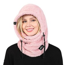 Fleece Balaclava Face Mask Winter Ski Mask for Men Women Wind Large Pink