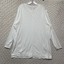 J Jill Pima Elliptical Tunic Top Woman XL White Long Sleeve Stretch Crew Neck