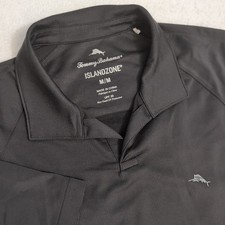 NEW Tommy Bahama Ace Tropic Polo Shirt Men's M Solid Black Grip Waist Spandex