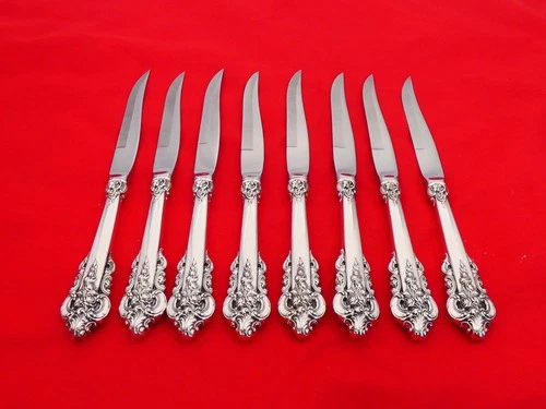 Set of 8 Wallace Sterling Silver Grande Baroque Steak Knives XG-2