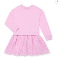 Wonder Nation Dress Girls 4 Pink Floral Tulle Long Sleeve Party Holiday NEW