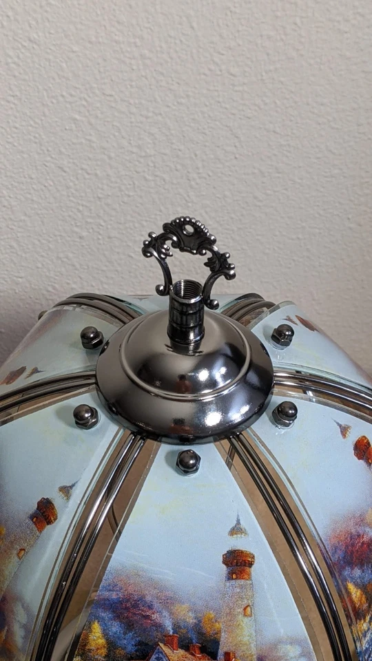 Lighthouse 风景玻璃面板 3 路触摸台灯 黑色 铬 — 第 4/4 张图片