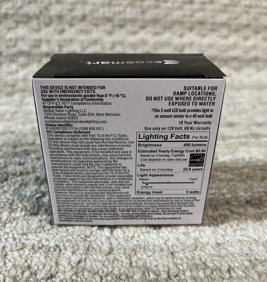 EcoSmart Soft White LED 40W Spotlight Dimmable R14, 1008 808 607 LOT (2) - Image 4 of 4