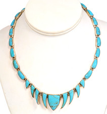 Sterling Silver Turquoise Necklace 17-1/2" Long