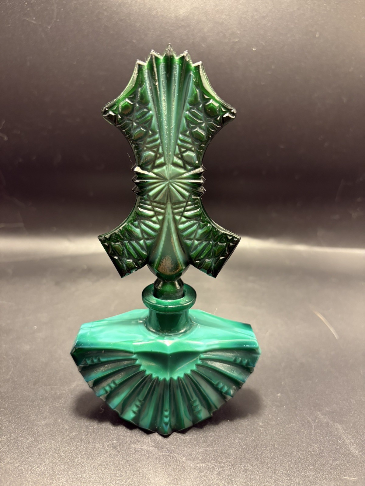 Ingrid Schlevogt Czechoslovakia Art Deco Malachite Perfume Bottle With stopper