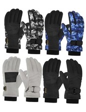 Pairs Kids Winter Snow Gloves 8-12 Years 4 Solid Black, Solid Gray, Blue, Gray