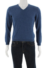 Calvin Klein Mens Merino Wool V Neck Sweater Blue Size L