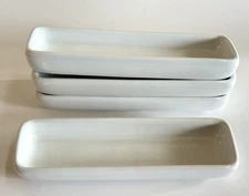 PAMPERED CHEF White Rectangular Trays – Set of 4 Simple Additions 6.75” x 2” EUC