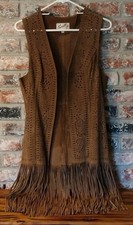 Womens Scully Brown Suede Leather Long Vest W...