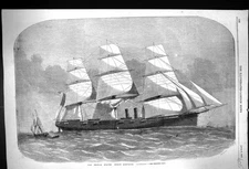 Old Print 1857 United States America Steam Corvette Ship Niagara Sailing 19th