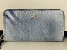 Coach Long Zip Around Wallet in Loved Denim - Gold/Light Indigo - NEW with tags