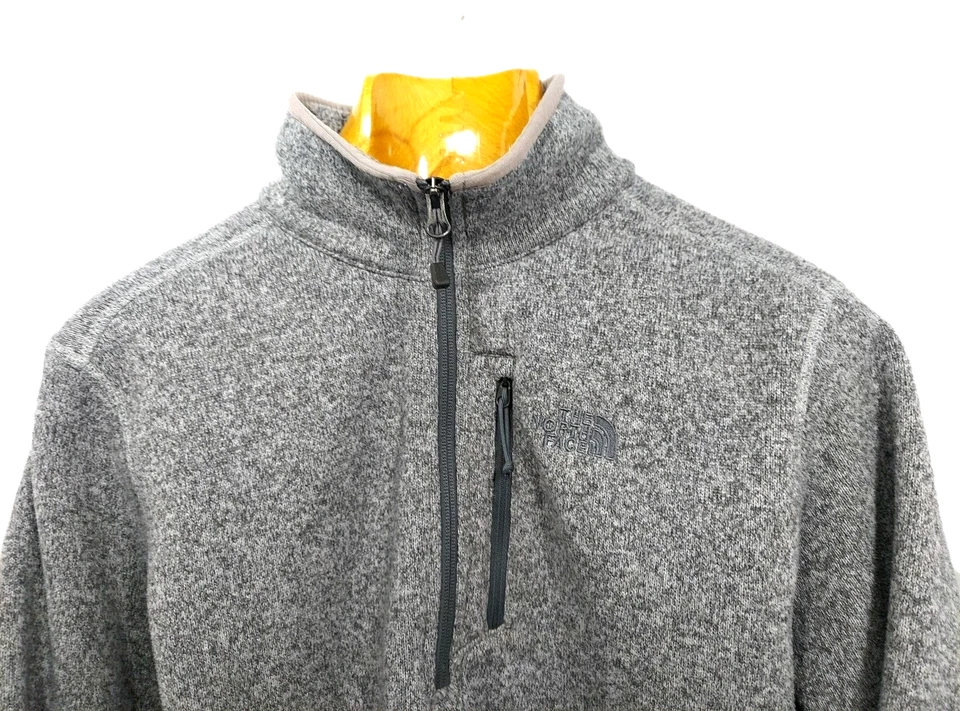 Chaqueta Pullover Polar The North Face Para Hombre L Grande Gris Jaspeado 1/4 Bolsillo con Cremallera Foto 4 de 4