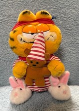 Peluche de peluche Garfield vintage en pijamas de Navidad