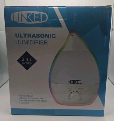 LINKED  2.4L  Ultrasonic Humidifier w/ LED & Aroma Diffuser 360° Rotation