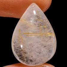 Natural Golden Rutile Quartz Pear Shape Cabochon Gemstone 11 Ct 19X13X6mm X10365