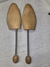 Vintage Wooden Shoe Tree Stretchers Men's Medium Spiral Steel Spring For Fit