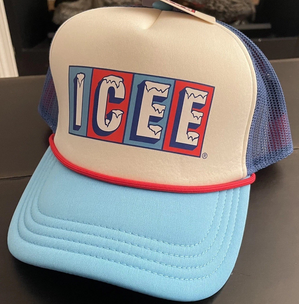 ICEE x SWAGG Trucker Hat Y2K Retro Foam Mesh Snapback Slushie Cap NWT Blue