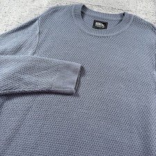 Eddie Bauer Mens Blue Gray Textured Knit Crewneck Sweater Size M Long Sleeve