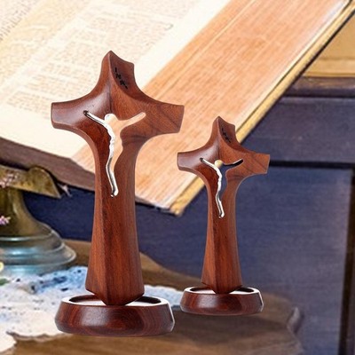 Stehende Kreuzfigur, Hölzerne Kreuzstatue, Sammlerstück, Dekoratives