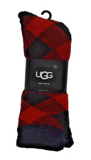 UGG Men's Grady Fleece Lined Crew Socks 1 Pair One Size Samba Red Black New NWT