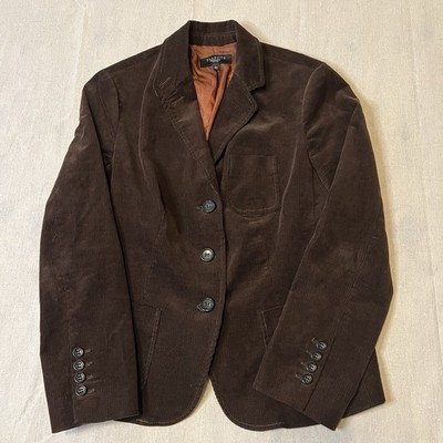 Talbots Corduroy Brown Woman s Petite Sz 10P Jacket, Lined 3 Buttons, Pockets