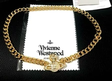 Vivienne Westwood GRAZIELLA Gold Orb Necklace Choker Chain with drawstring