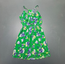 Xhilaration Dress Women’s Small Green Floral Sleeveless Ruffle Tank Sundress