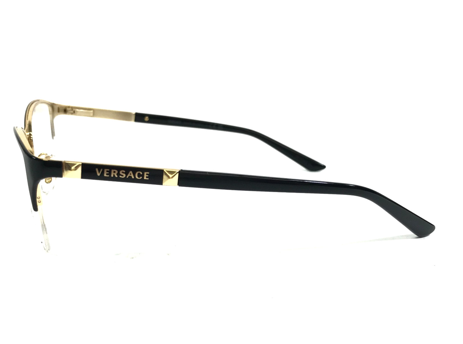 Versace Eyeglasses Frames MOD.1218 1342 Black Gold Cat Eye Half Rim 53-17-140 thumbnail 7