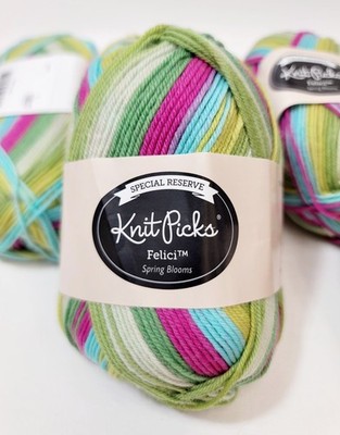 Knit Picks Sock Yarn Felici Spring Bloom 18517 Merino Wool Nylon Green Pink Blu