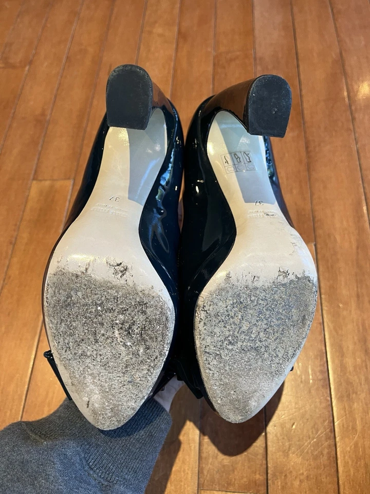 Tacones Miu Miu Jewel charol cuero negro lazo talla 37 Foto 4 de 4