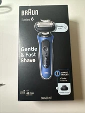 Braun Series 6 6120s Wet/Dry Shaver Kit Blue – Turbo & Gentle Modes – Sealed