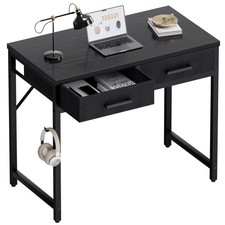 32 Inch Small Computer Desk with 2 Drawers for Bedroom Study Writing Home Off...