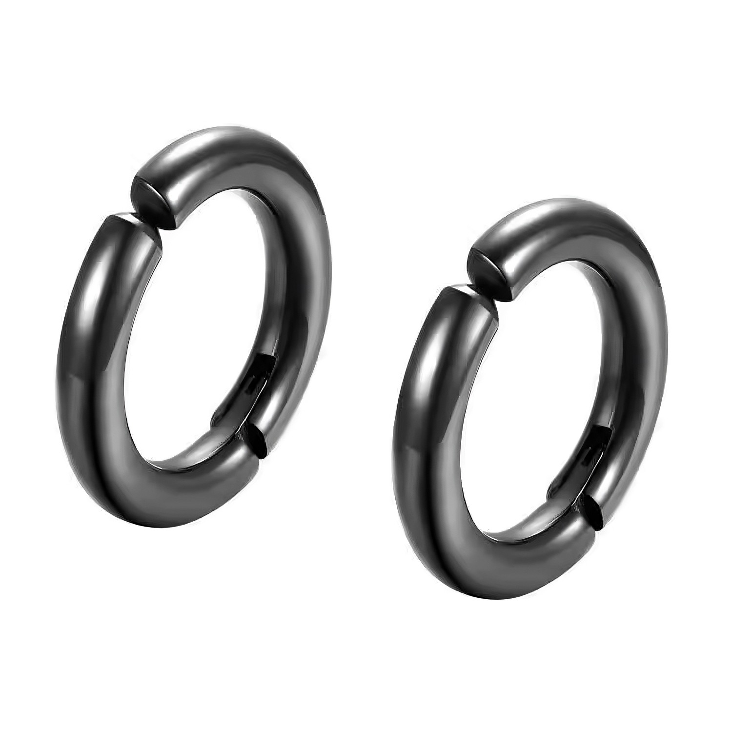 Zense - Orecchini a cerchio neri da uomo senza piercing ZE0075